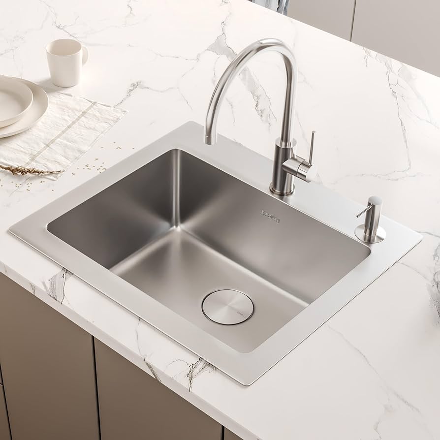 Ruvati 25 x 22 inch Drop-in Topmount Kitchen Sink - 16 Gauge
